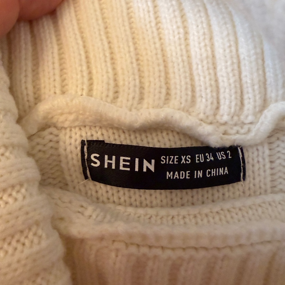 SHEIN Cream Checkerboard Fringe Turtleneck Sweater Vest XS - Picture 2 of 8